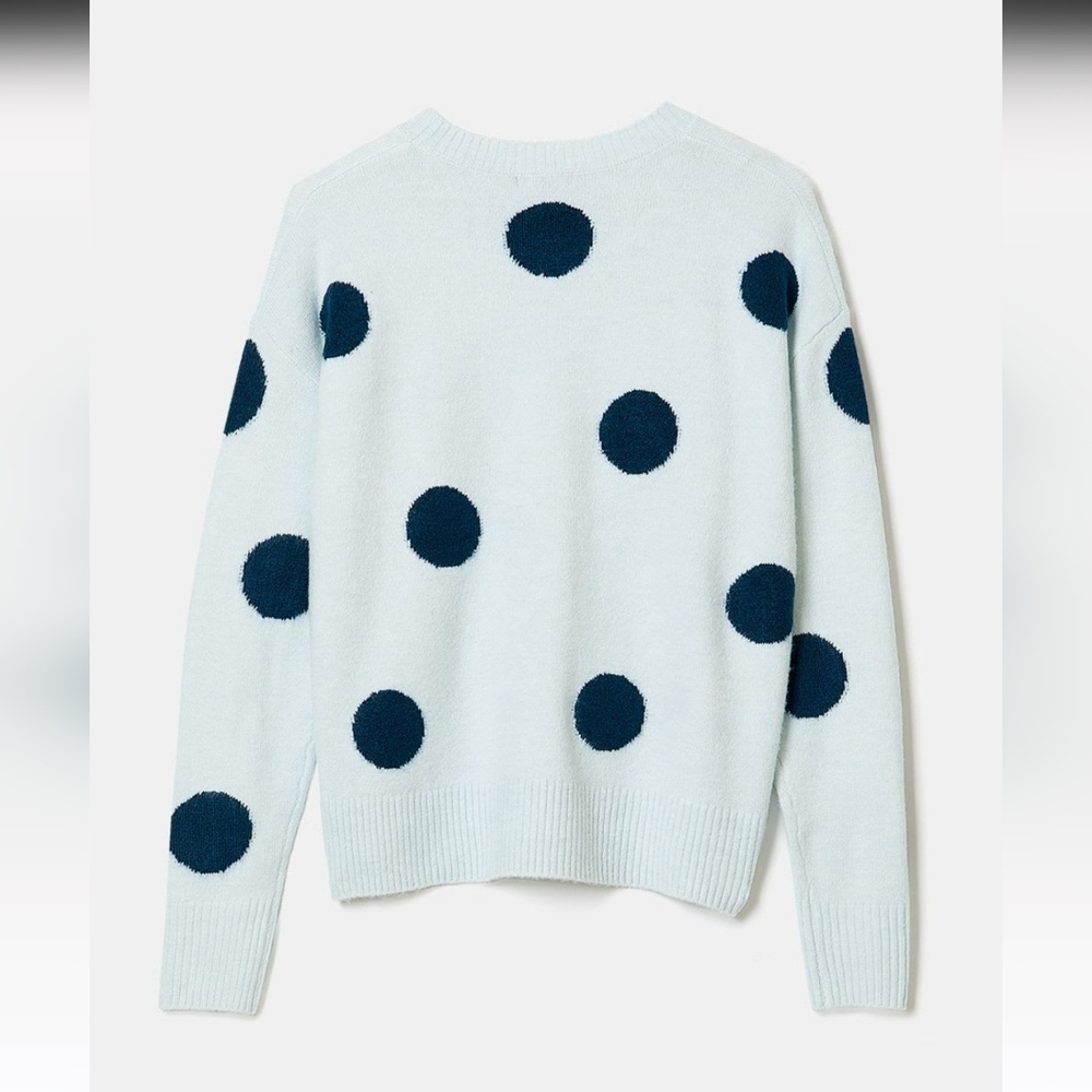 Spongy Crew-Neck Sweater With Whimsical Polka Dots